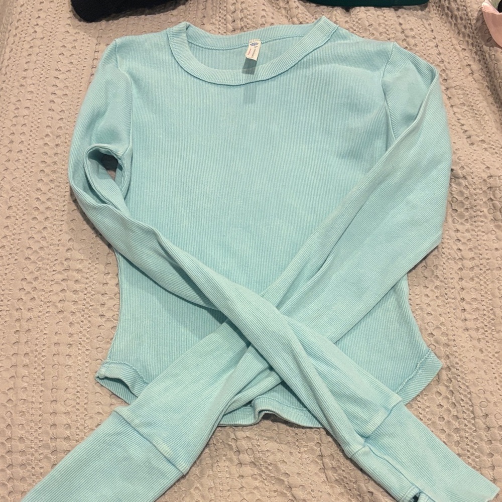 FP Movement Light Blue Long Sleeve Ribbed Top